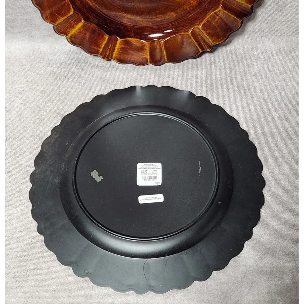 Retired PIER 1 one Brown Scalloped CHARGER‎ Plates 13